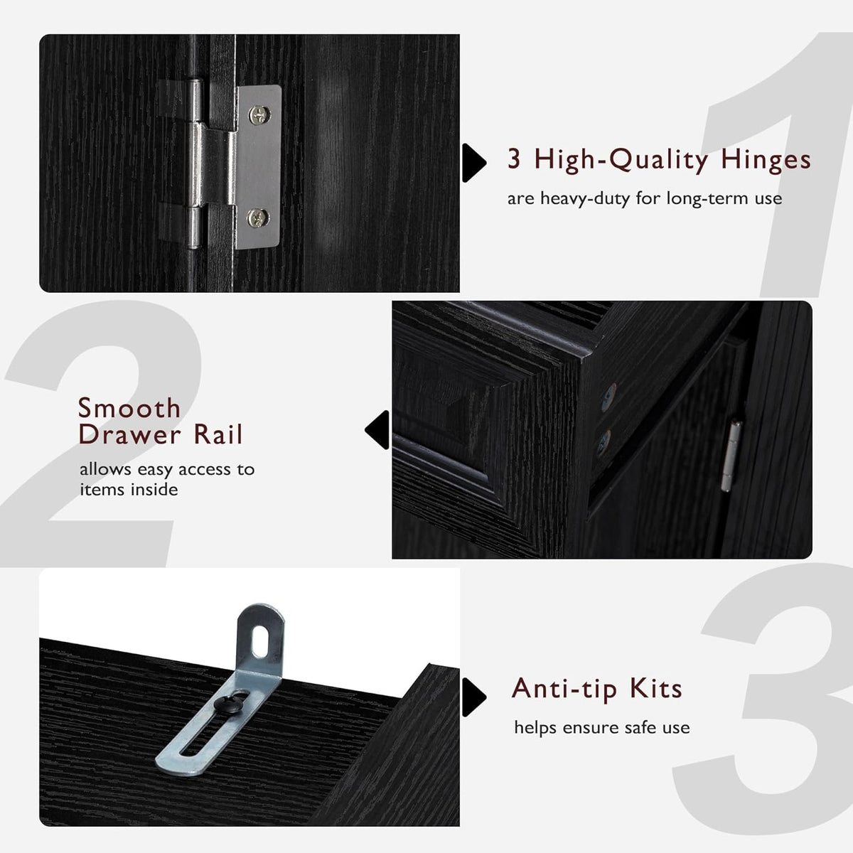 71" Tall Kitchen Pantry Cabinet, Freestanding Storage Cabinet with 3 Pull-Out Cabinet Organizers 6 Door Storage Shelves 2 Drawers, Farmhouse Embossed Texture Cupboard for Kitchen, Black
