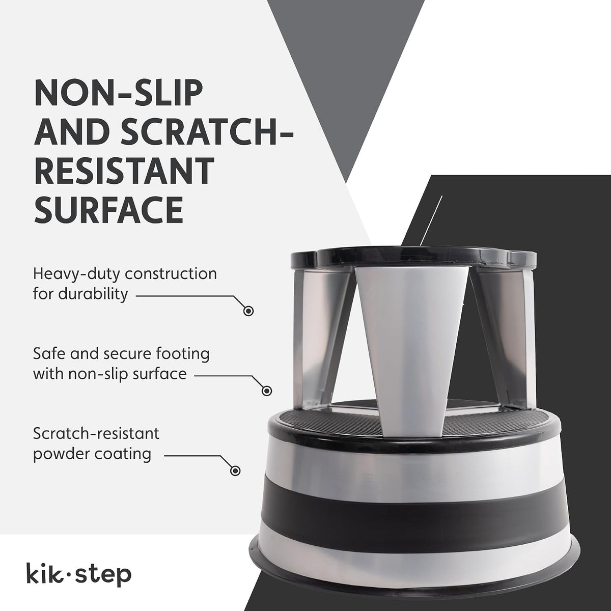 Cramer Kik Step Steel Step Stool - Two Step Stool, Holds 350 lbs (Silvertone)