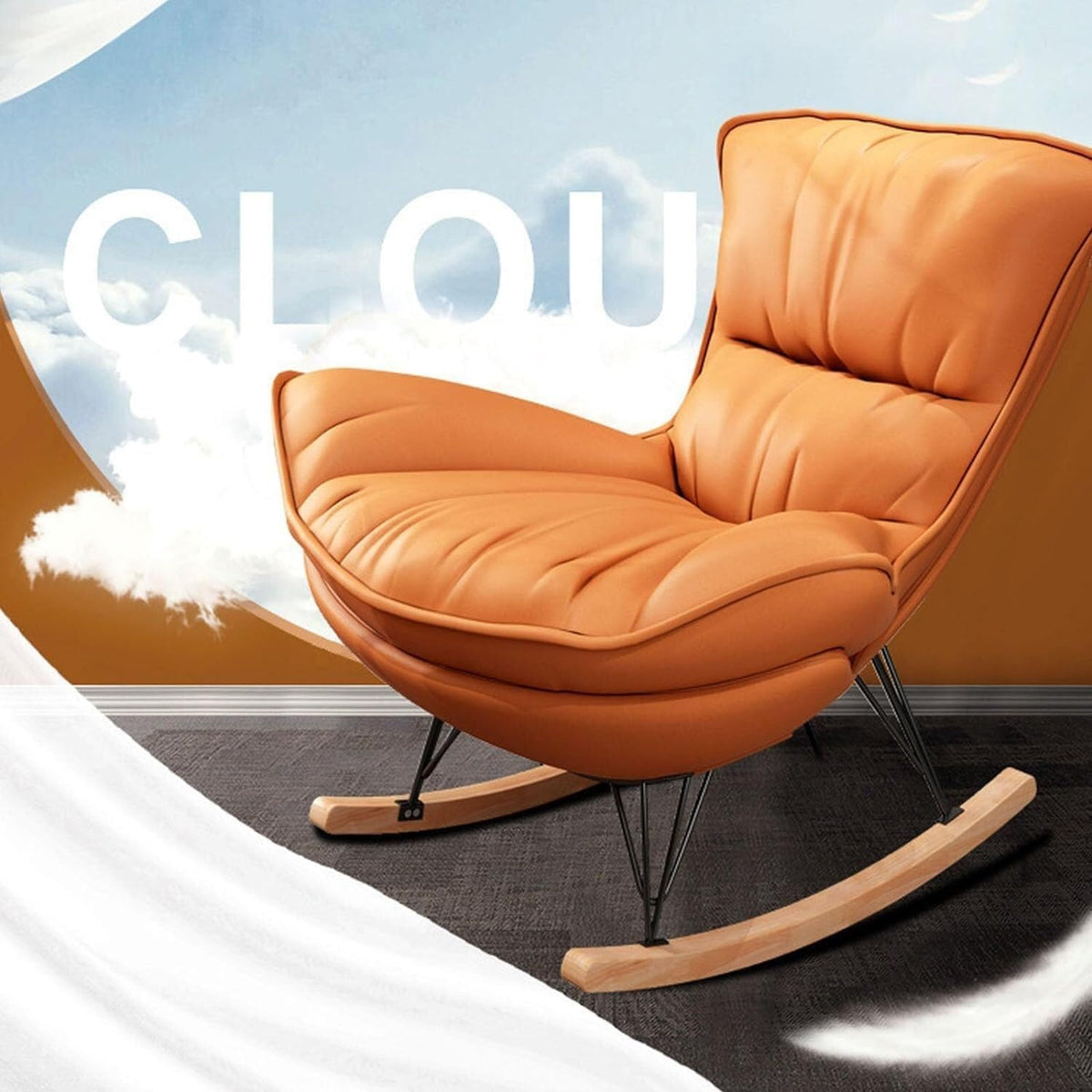 Home Living Room Bedroom Rocking Chair with High Backrest,Rocking Chair Adult Lazy Sofa Can Recline,Comfortable Living Room Rocking Chair with Footstool,A,One Size