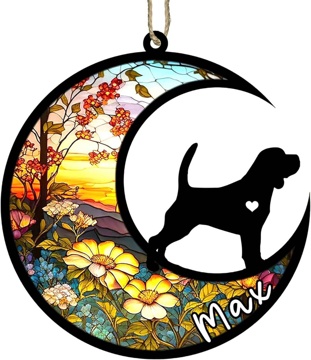 Personalized Dog Memorial, Custom Name Beagle Dog Christmas Ornament with Name, Custom Breeds, Pet Loss Light Catcher, Gifts for Lovers Loss of Pet Sympathy on Mothers Day Christmas