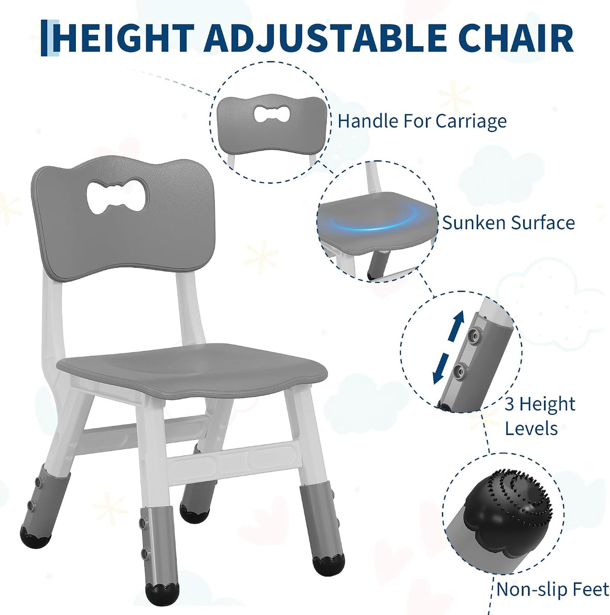 4-in-1 Kids Activity Table Set with 2 Adjustable Toddler Chairs, Double-Sided Reversible Building Block & Graffiti Drawing Tabletop, for Reading, Drawing, Dining & Block Play, Gift for Kids