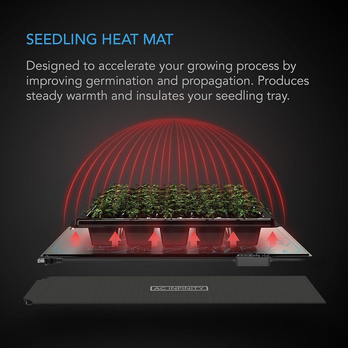 AC Infinity SUNCORE H7, Seedling Mat 48” x 20.75” with Digital Thermostat Controller for Exact Temperature Levels, Waterproof Heating Pad for Indoor Gardening, Hydroponics, Germination, Cloning