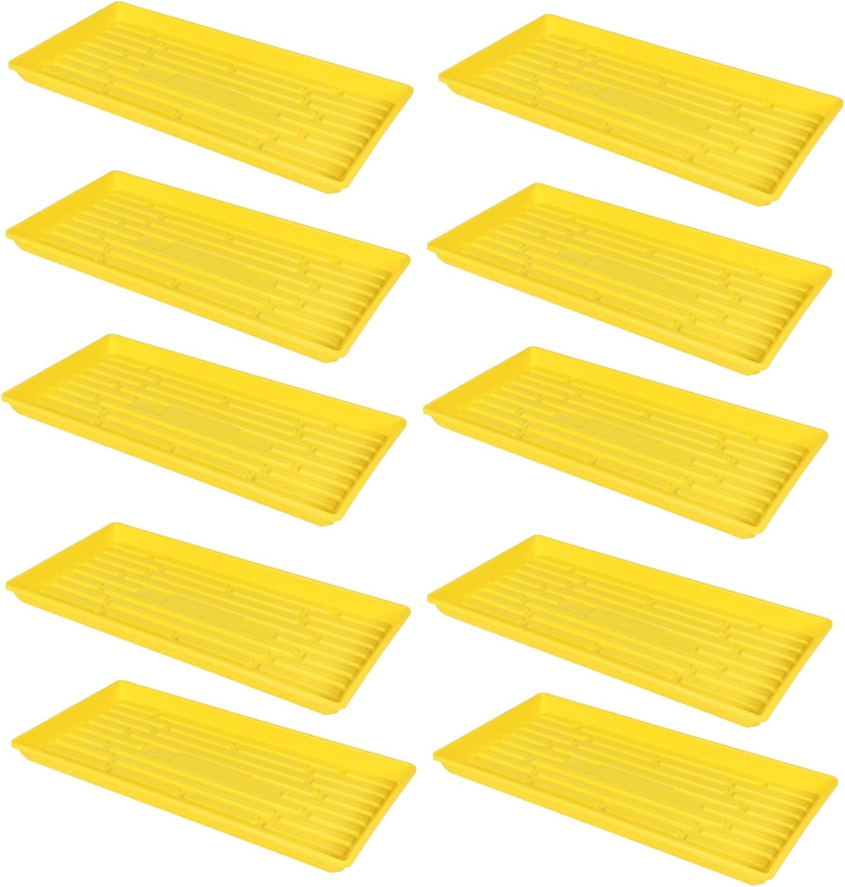 SUNPACK 10" x 20" Heavy Duty Shallow Plastic Seed Starting Tray, Yellow, 1" (Pack of 10) - No Drainage Holes, Perfect for Greenhouses or Indoor Gardening
