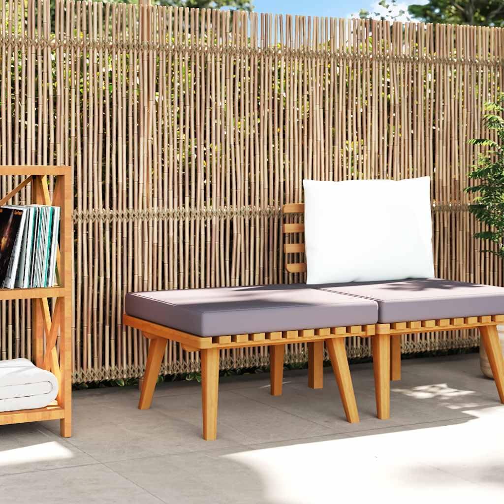 vidaXL Patio Footstool, Coffee Table Outdoor Footstool, Modular Seat with Tea Table, Outdoor Furniture Set for Garden, Rustic, Solid Acacia Wood