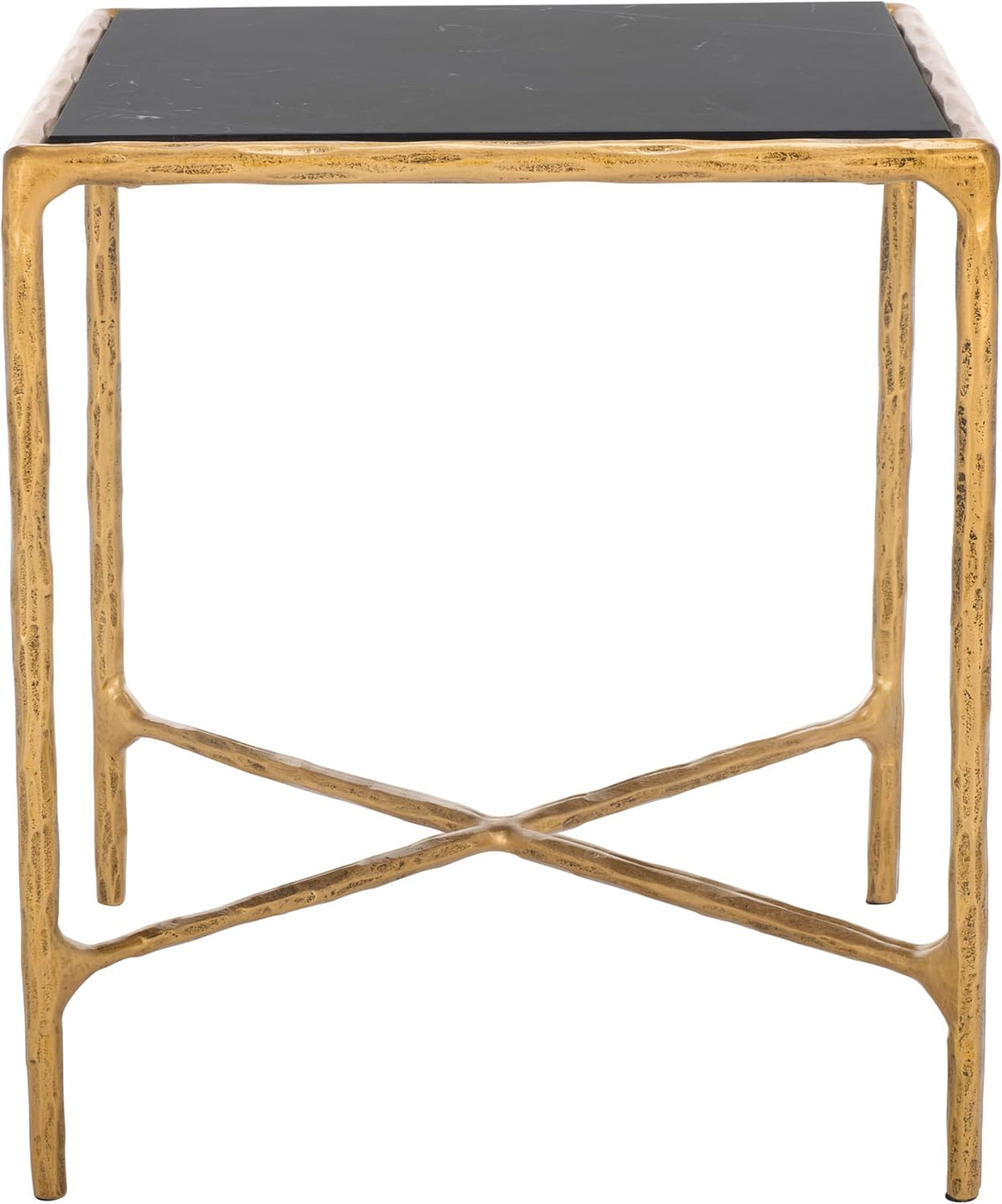SAFAVIEH Couture Collection Jessa Brass Base & Black Marble Top Square End Table, Fully Assembled