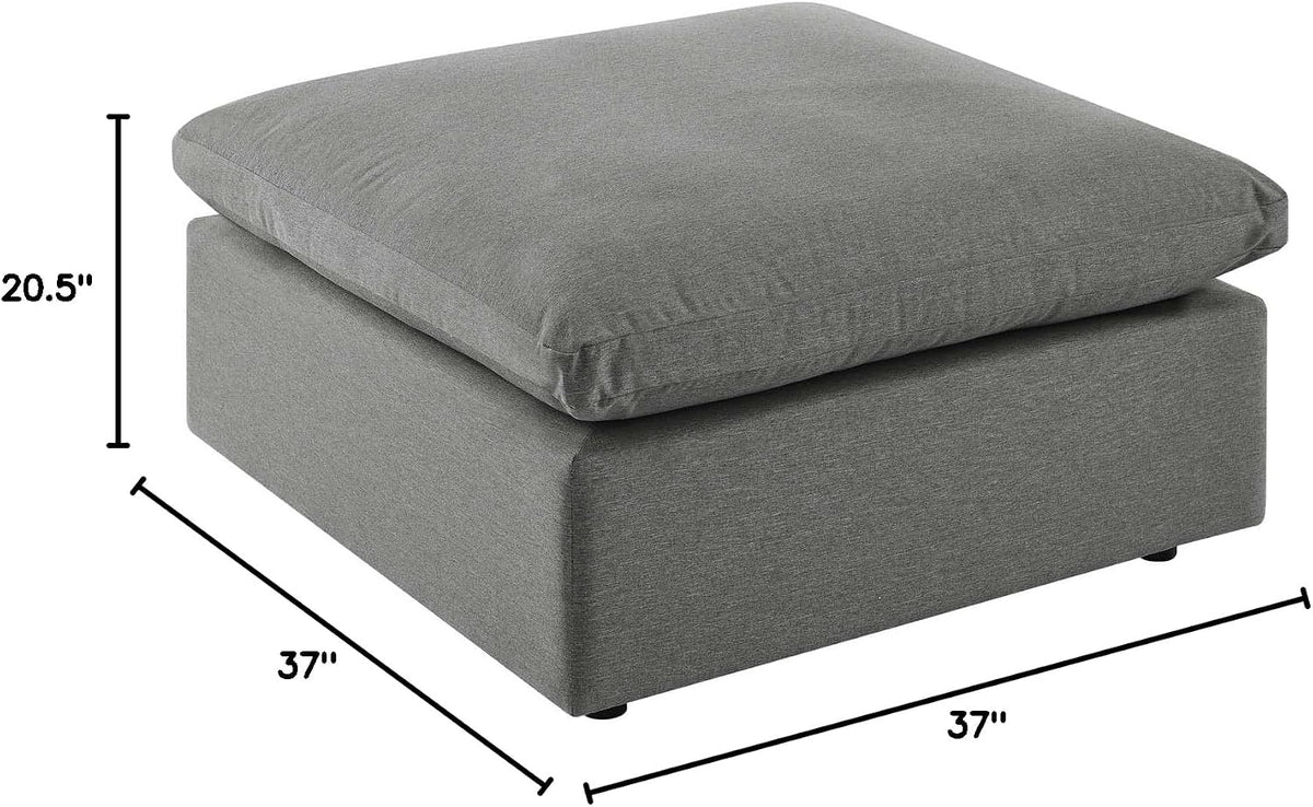 Modway Commix Outdoor Patio Overstuffed Sectional Sofa Ottoman in Charcoal