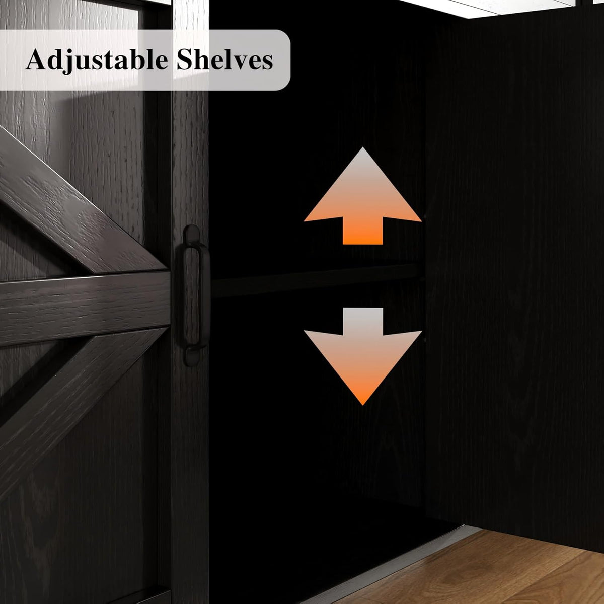 BestHaped Farmhouse Buffet Cabinet with Storage, Black Sideboard Buffet Cabinet with Adjustable Shelves & 3 Drawers, Buffet Table Coffee Bar Wine Bar Storage for Kitchen & Living Room, 47 Inch