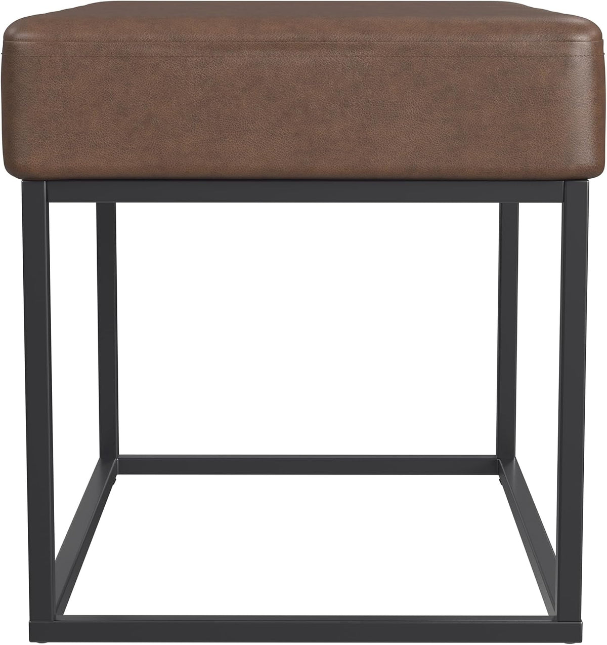 HomePop 22" Theodore Channel Tufted Ottoman - Brown Faux Leather
