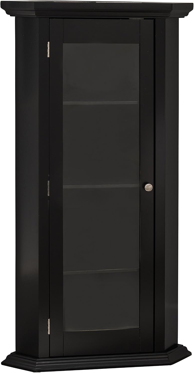 KB Designs - Corner Accent Display Wood Curio Cabinet, Black
