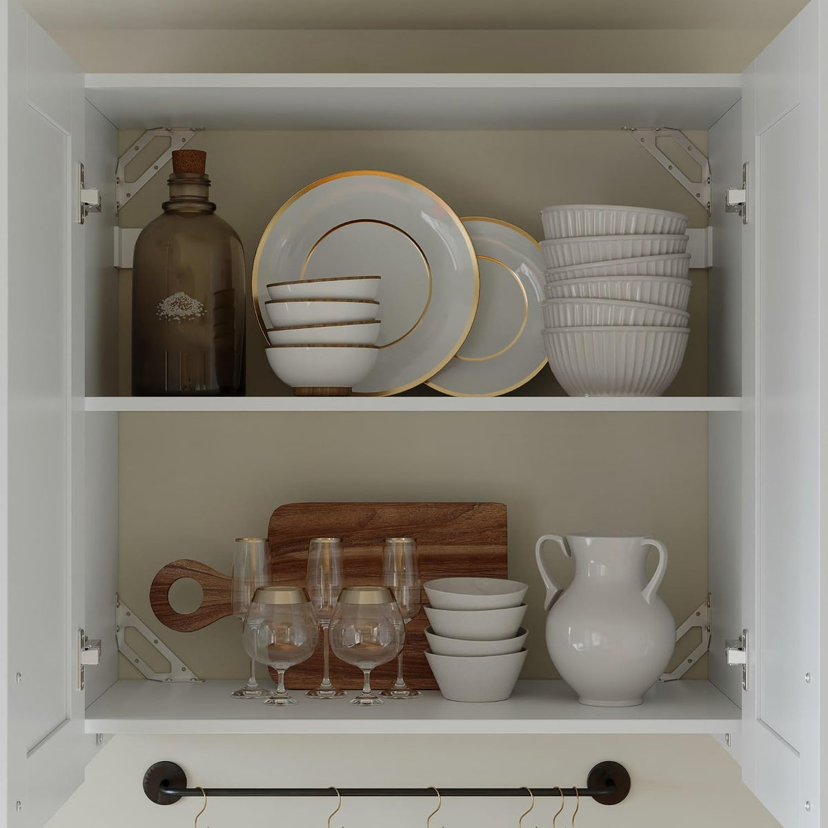 Timechee White Modern Kitchen Pantry Storage Cabinet with Wall Cupboard Set, Wall Pantry Cupboard with Tilt Out Trash Can Cabinet, Storage Shelves, Kitchen Buffet Sideboard Set for Dining Room