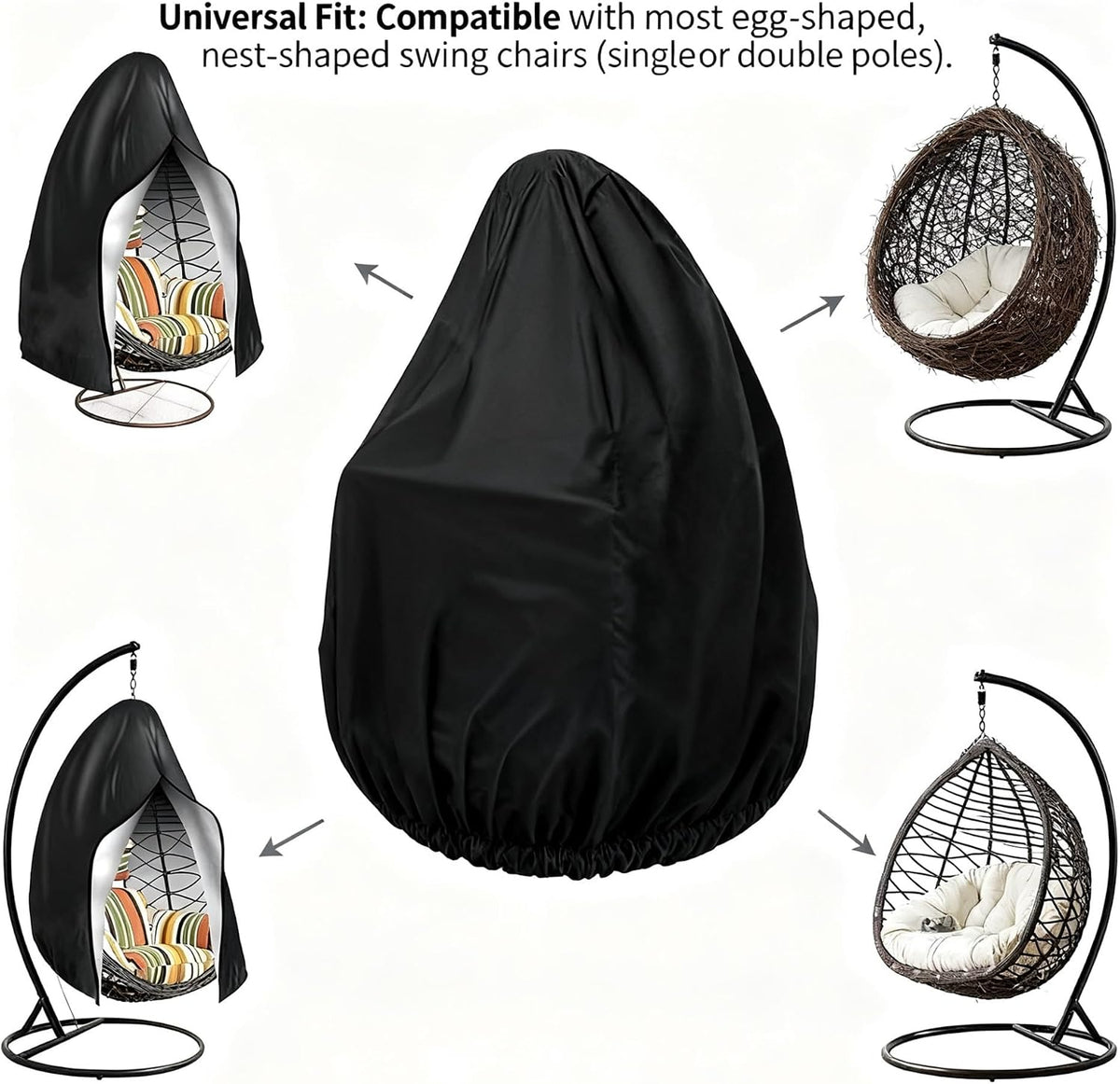 Heavy-Duty 210D Oxford Swing Cover-Waterproof UV-Resistant and Windproof Hammock with Drawstring(Double(200cm*230cm))