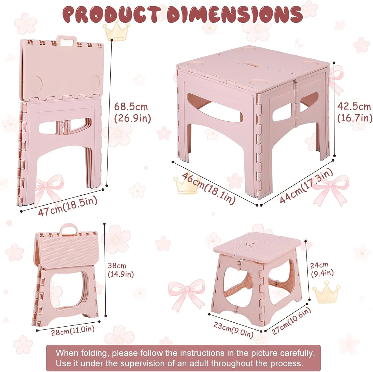 Portable Folding Kids Table & Chairs Set, Indoor/Outdoor Toddler Desk | Foldable & Portable, Indoor &Outdoor Applicable, Built to Last, Easy to Clean, Safe & Ergonomic Design
