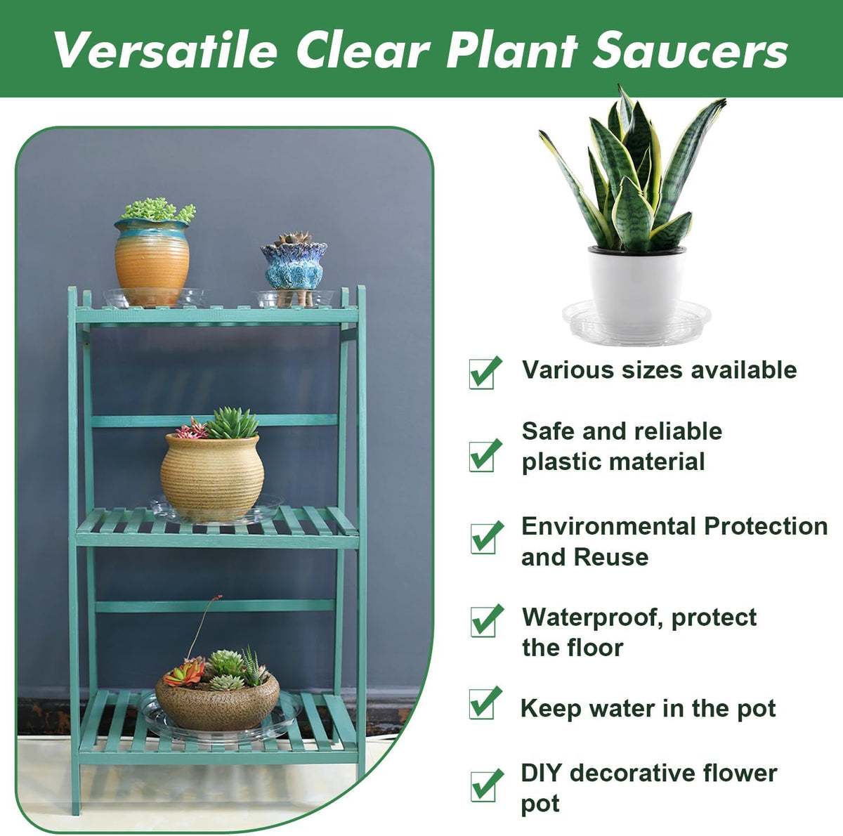 20 Pack 14 Inch Plant Saucer Clear Plant Saucers for Outdoors Plants Drip Trays Extra Large Pot Saucer No Holes Pot Saucers Planter Trays for Outdoor Plants Bulk Plastic Tray for Flower, Potted Tree