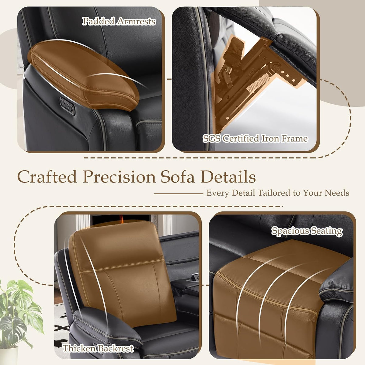 Power Reclining Sofa Set, Power Recliner Sofa and Loveseat Set with LED Light/Bluetooth Speakers, Electric Reclining Sofa Couch Living Room Set for Home, Office(Black, Sofa+Loveseat) | pu leather