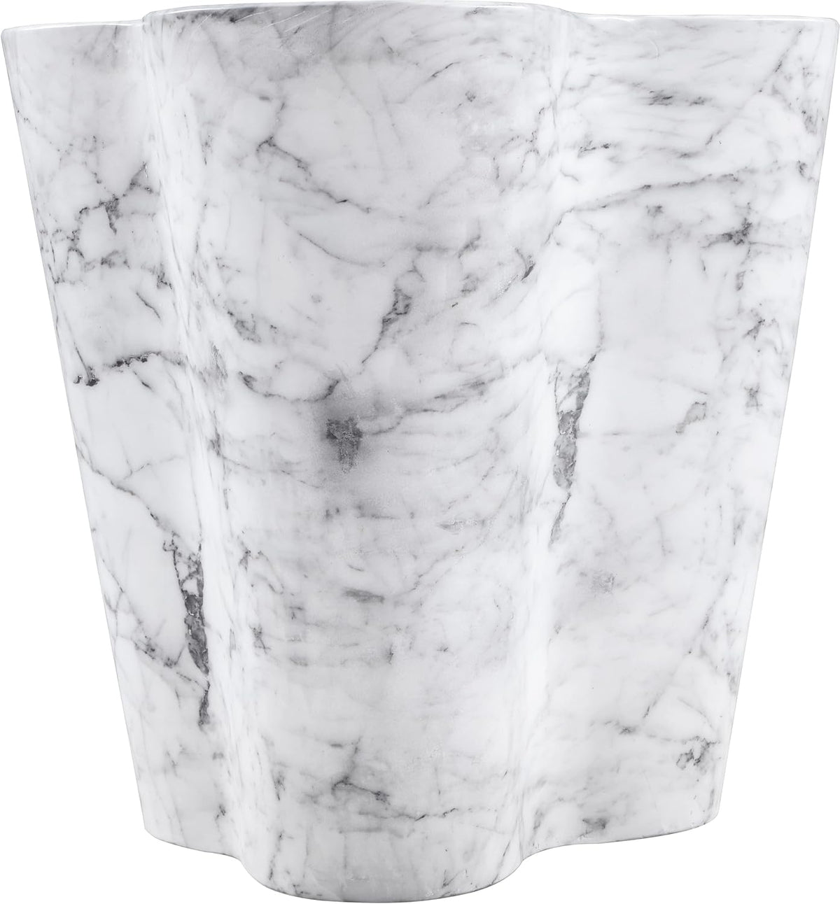 Meridian Furniture 99033White-ET Monza Collection Art Deco Marble Finish Indoor/Outdoor Concrete End Table, 21" W x 18.5" D x 22" H, White
