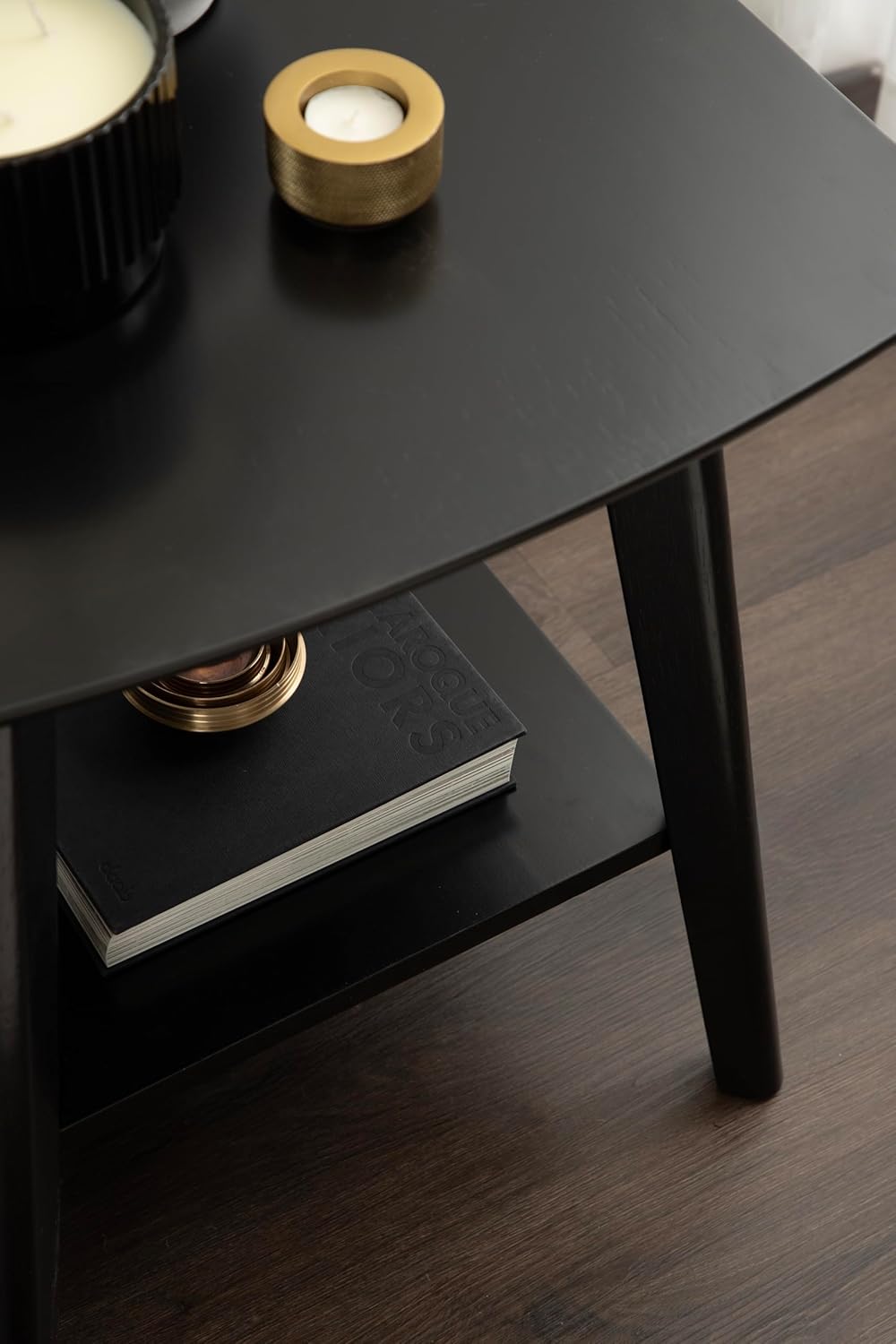 Kate and Laurel Louena Mid-Century Rectangle Wood Side Table, 22 x 20 x 24, Black, Modern Decorative Two-Tier End Table for Use as a Bedroom Nightstand or Apartment Living Room Accent