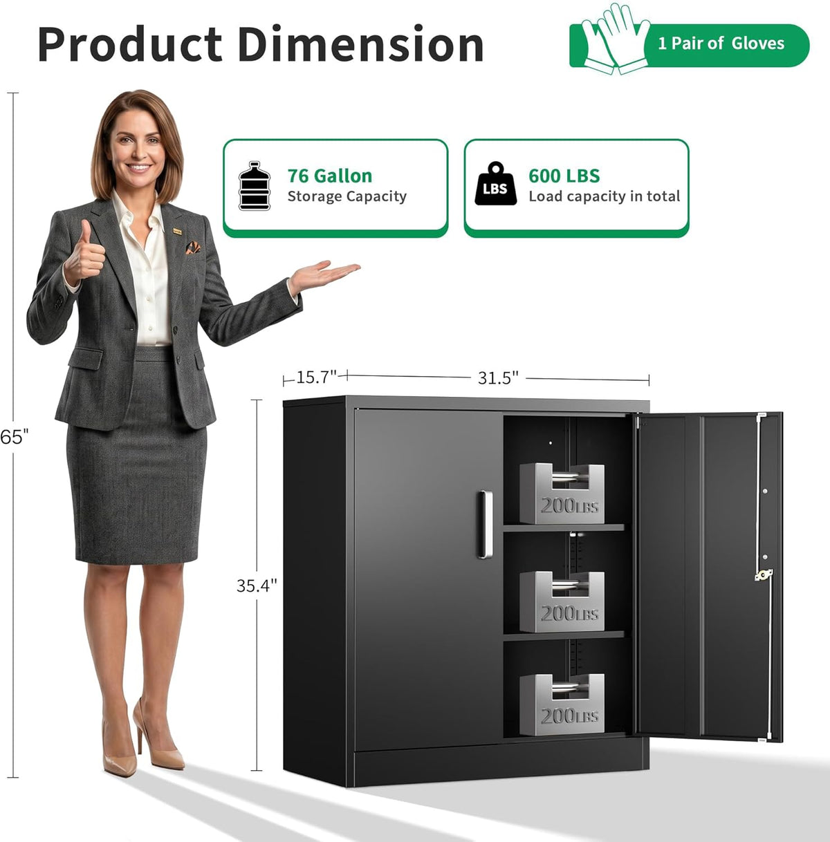 Metal Storage Cabinet with Locking Doors, 35.4" Steel Locker Organizer with Adjustable Shelves, Garage Utility Cabinet for Home, Office, Shop, and School