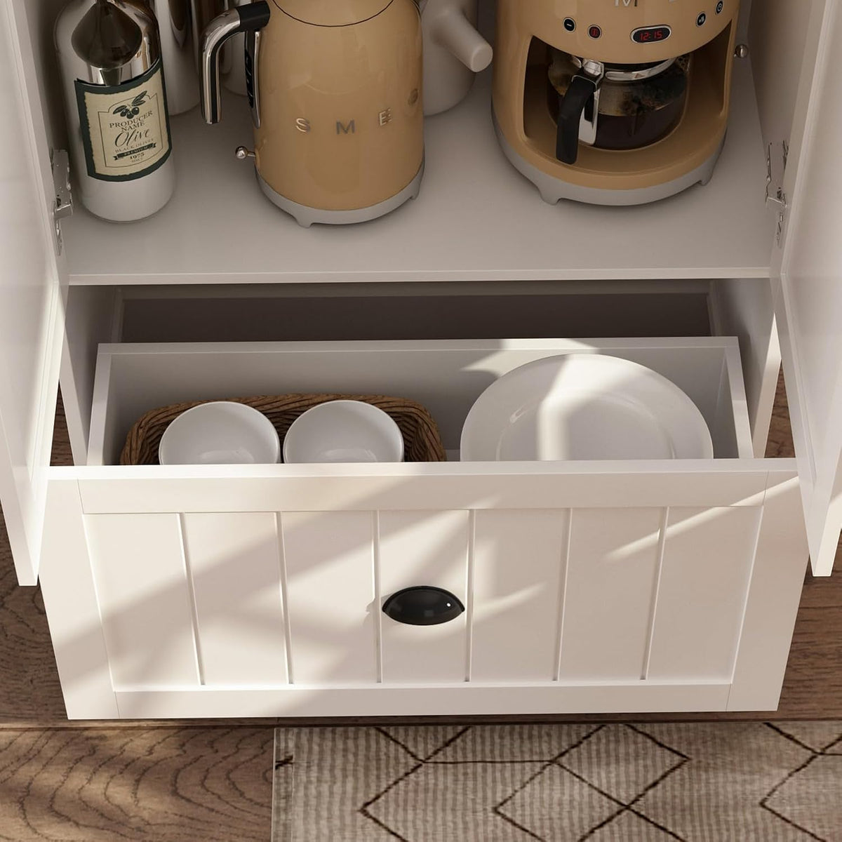 FUFU&GAGA 70.9" Tall Kitchen Pantry Cabinet with Drawer, 2 Doors & Adjustable Shelves, Pantry Storage Cabinet with Buffet Cupboard for Kitchen, Dinningroom White, 27.6”W x 13.8”D x 70.9”H