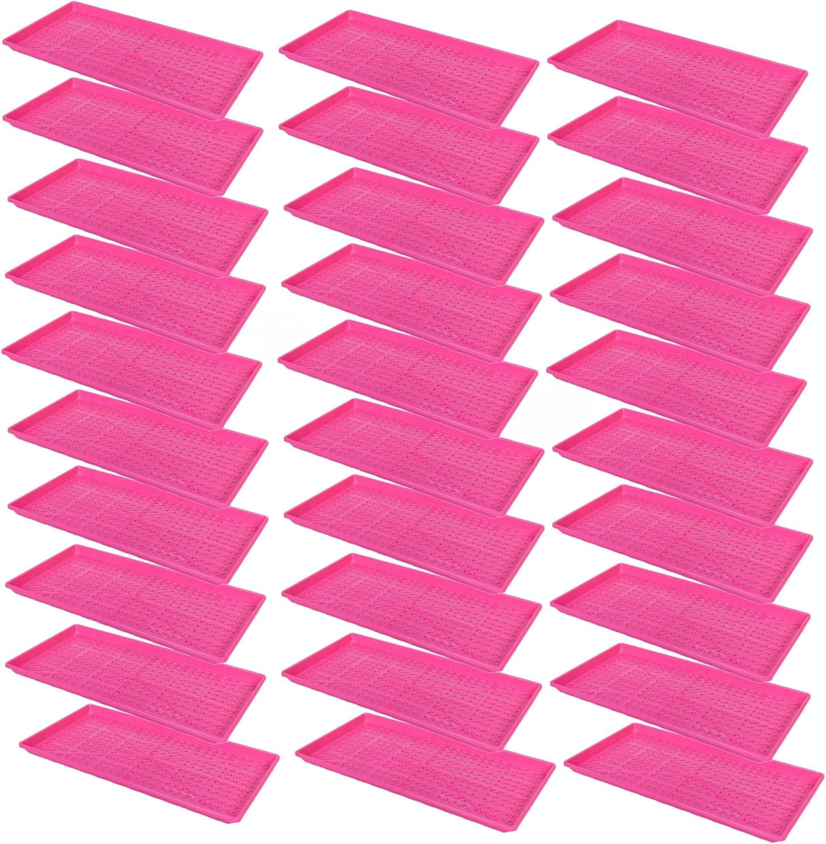 SUNPACK 10" x 20" Heavy Duty Mesh Plastic Seed Starting Tray, Magenta, 1" (Pack of 30) - Ensures Water Drainage and Aeration, Perfect for Greenhouses or Indoor Gardening