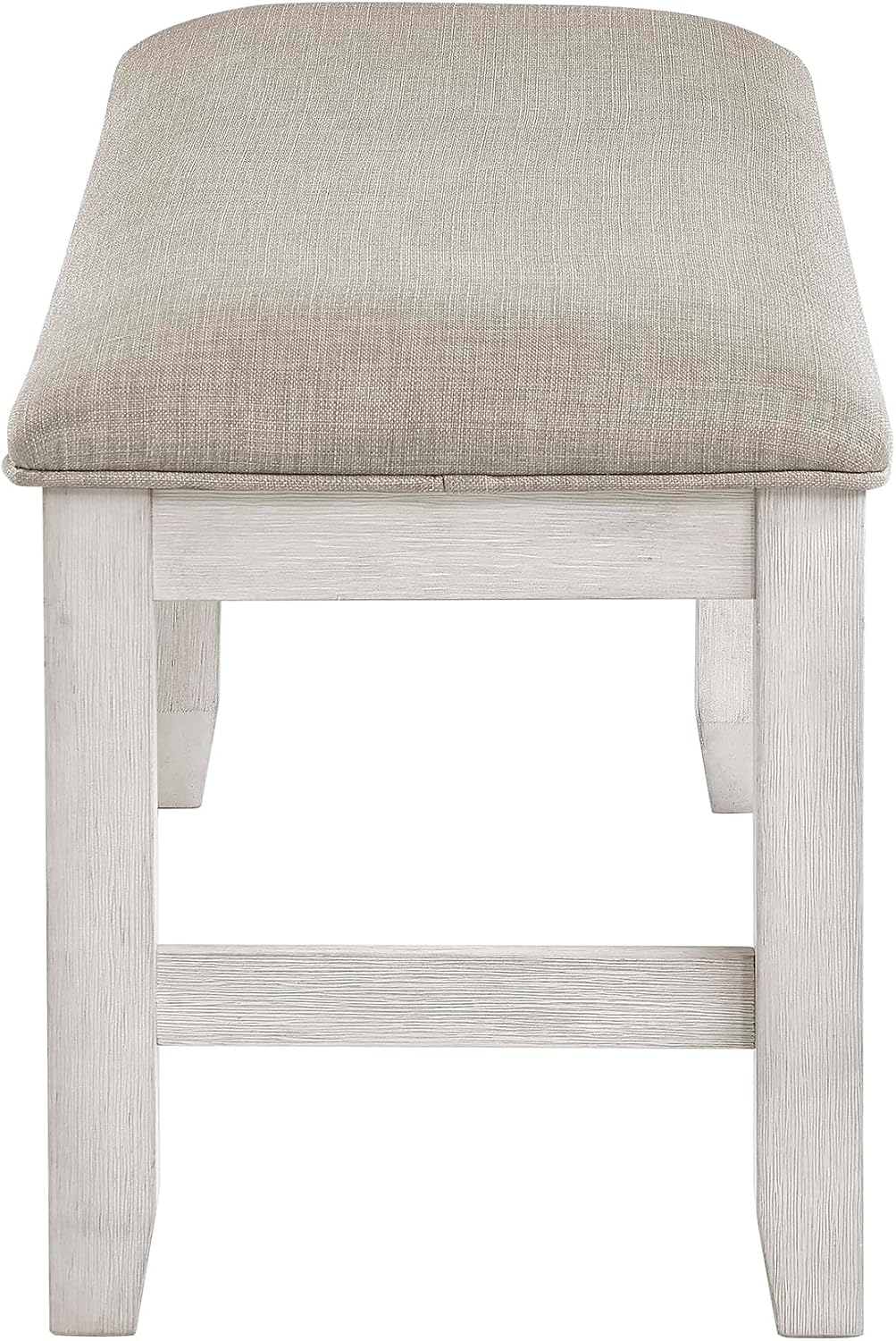 Lexicon Dining Bench with Padded Seat and Wooden Frame, Entryway Bench, Light Gray Textured Fabric Upholstered Dining Seat for Kitchen/Living Room, 19.5" SH, Brushed Antique White