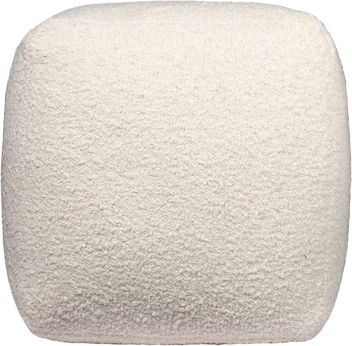 HomeRoots 18" Ivory Polyester Cube Outdoor Pouf Ottoman