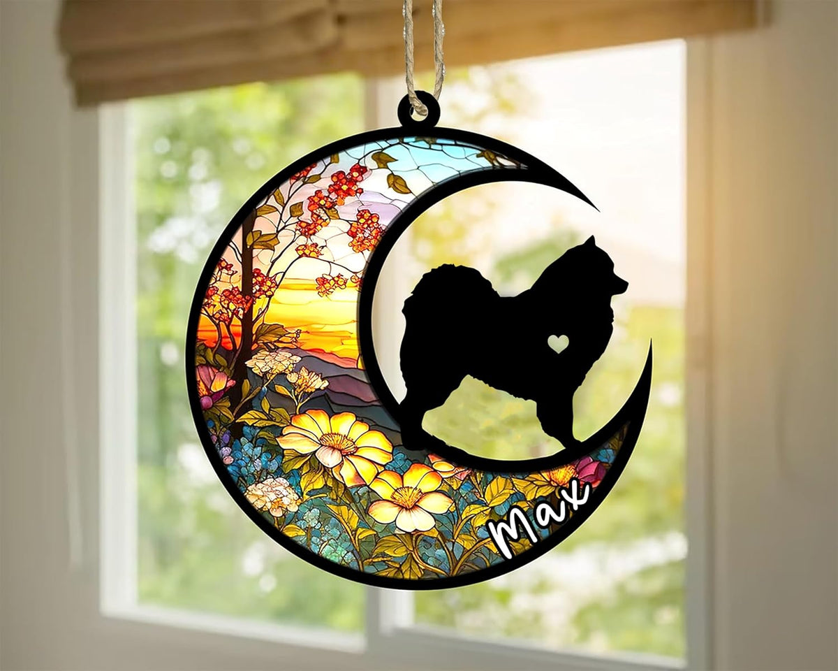 Personalized Dog Memorial, Custom Name Samoyed Dog Christmas Ornament with Name, Custom Breeds, Pet Loss Light Catcher, Gifts for Lovers Loss of Pet Sympathy on Mothers Day Christmas