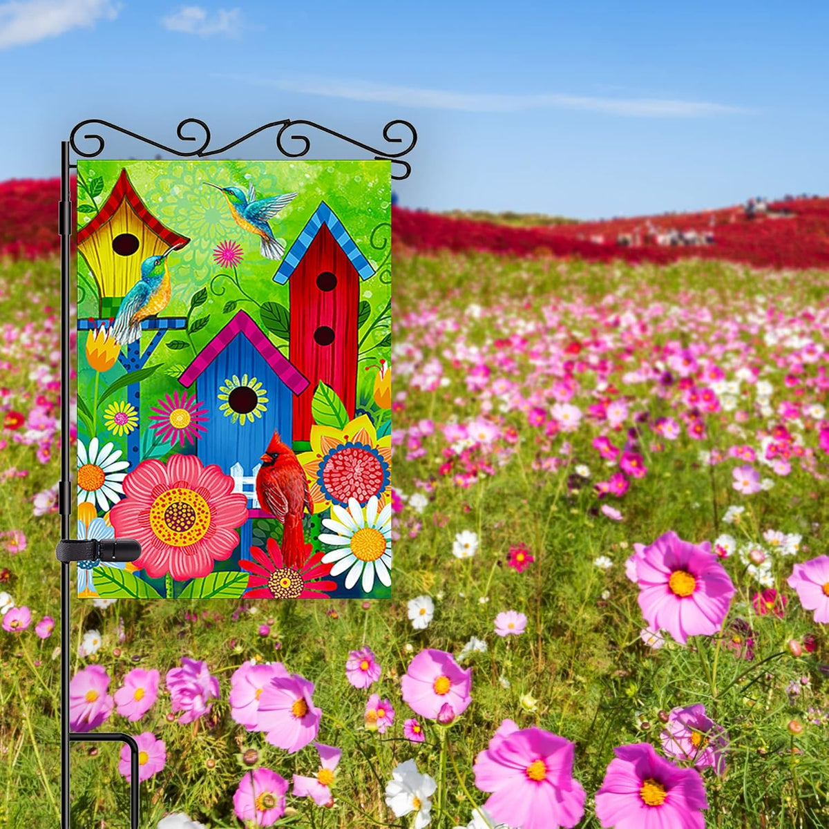 2 pieces spring summer bird garden flag welcome flag, vertical double-sided small yard flag 12 x 18 inches for outdoor family seasonal farmhouse yard lawn outdoor decoration