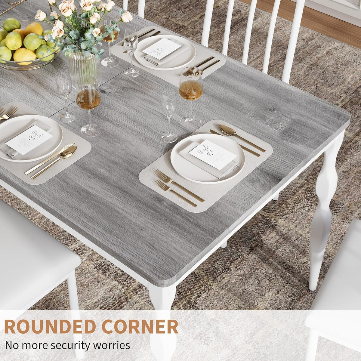 IDEALHOUSE 78 Inch Farmhouse Dining Table for 6-8 People, Rectangular Wood Kitchen Table with Heavy Duty Legs, Kitchen Dining Room Table for Dining Room Kitchen, Wash Grey