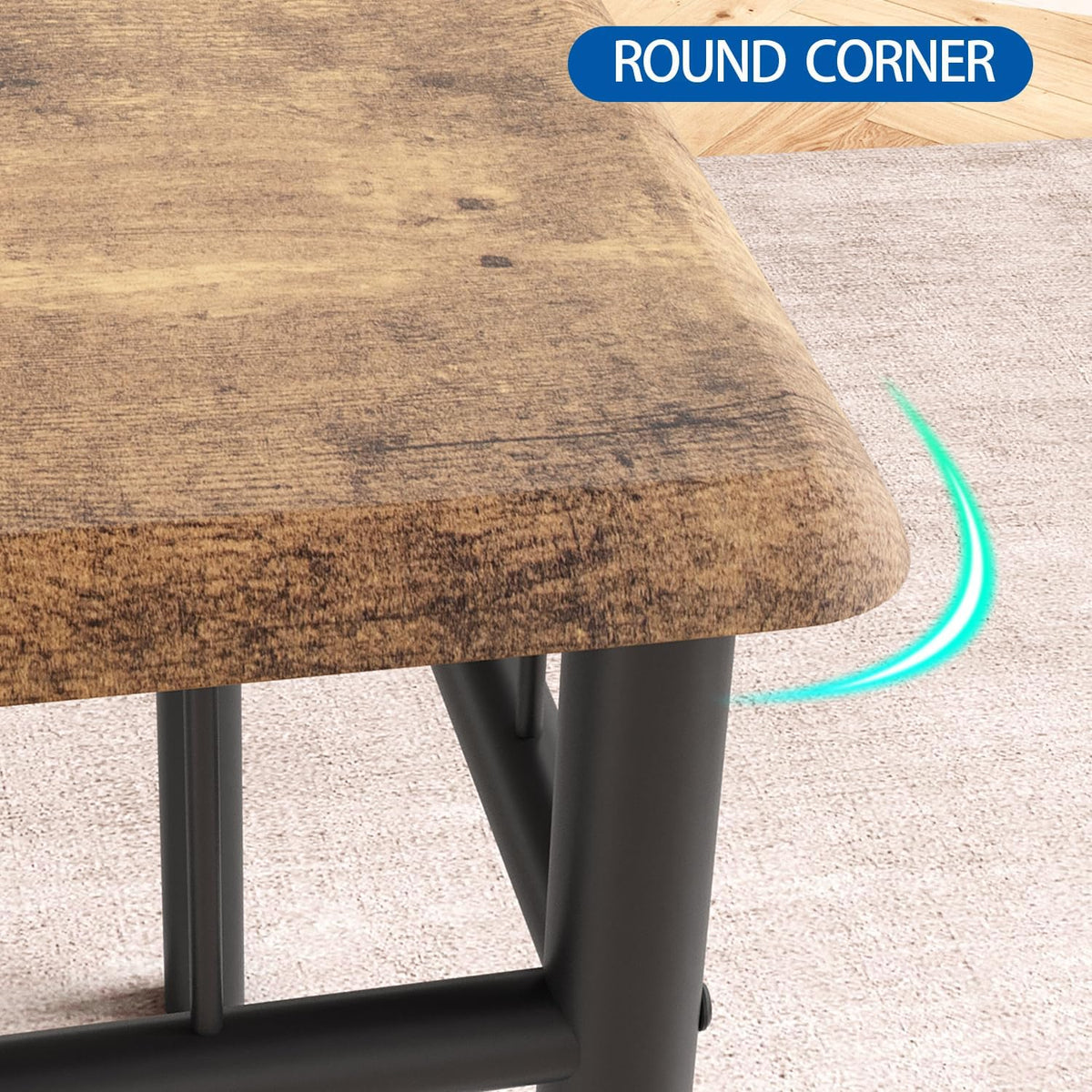 GarveeHome Dining Table Set for 4, Rectangle Compact Dining Table and Chairs Set, Small Kitchen Table Set with 4 Wood Chairs for Apartment, Rustic Brown