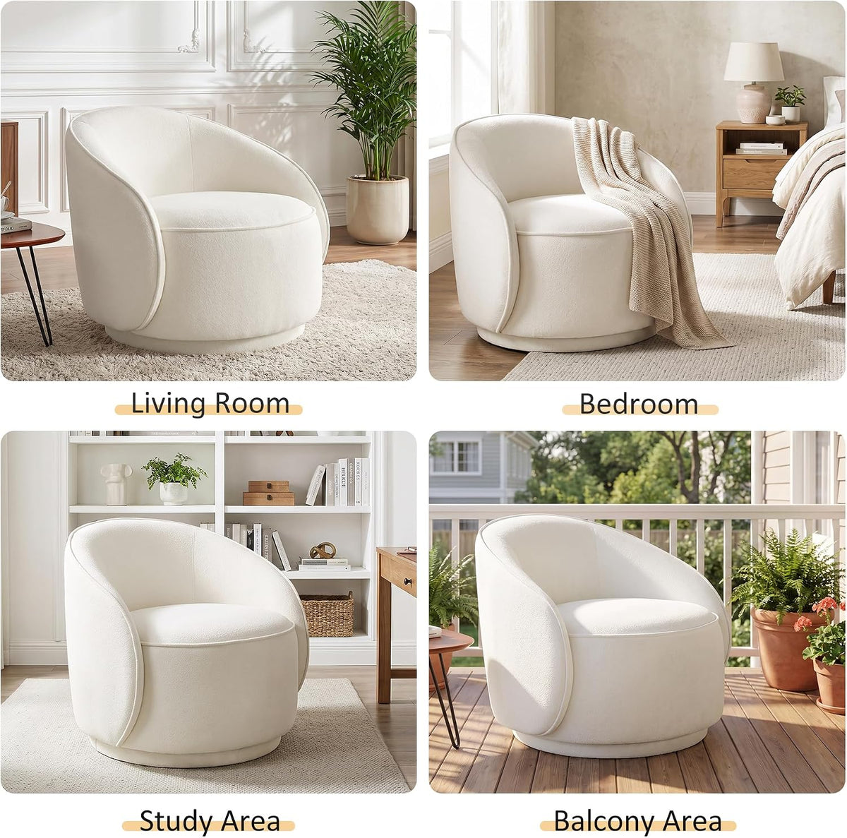 Swivel Accent Chairs Set of 2, 360° Comfy Barrel Swivel Club Armchair, Modern Reading Chair for Living Room, Bedroom, Office, Balcony, Entryway