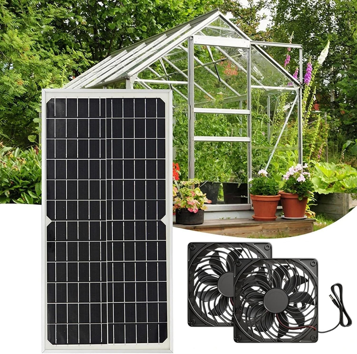 20W Solar Exhaust Fan for Chicken Coop, Sheds, Greenhouses, Dog Houses, Windows, Attics, Solar Powered Fan with Metal Frame, Easy Plug and Play Installation