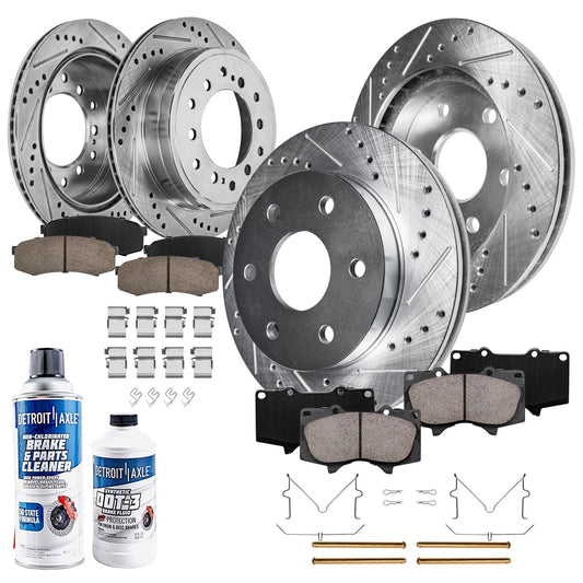 Detroit Axle - Brake Kit Replacement for 01-07 Toyota Sequoia Drilled & Slotted Brakes Rotors 2001 2002 2003 2004 2005 2006 2007