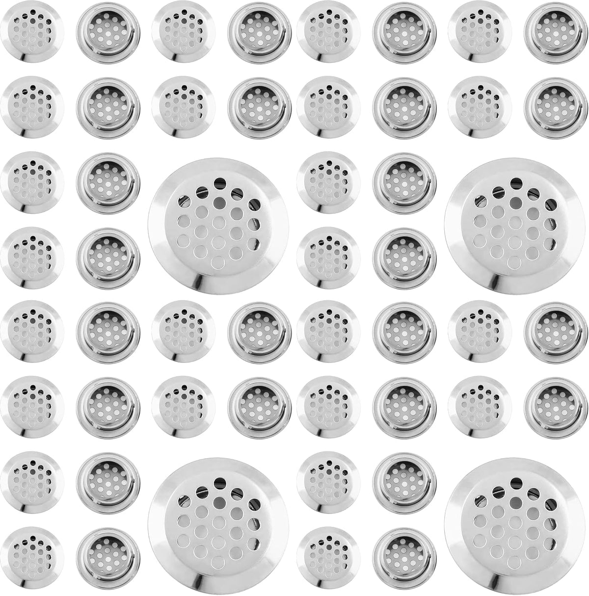 Uenhoy 20 Pcs Silver Air Vents 1" (25mm) Circular Soffit Vents Stainless Steel Air Vent Louver Round Mesh Hole Soffit Vent for Kitchen Cabinets Wardrobes Shoecases (Pack of 4)