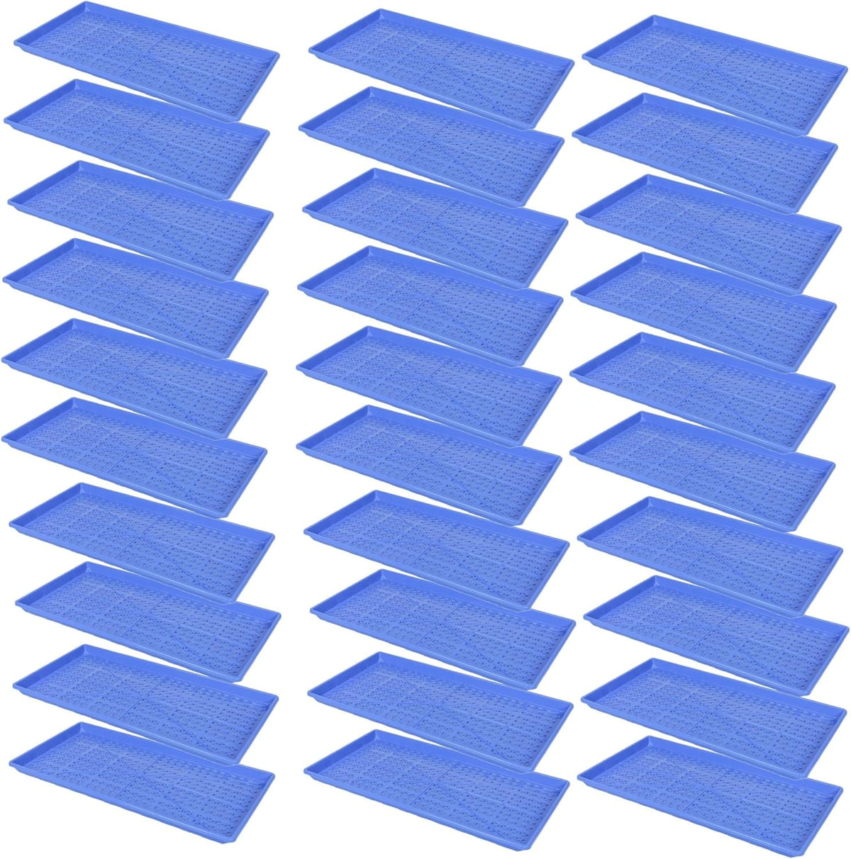 SUNPACK 10" x 20" Heavy Duty Mesh Plastic Seed Starting Tray, Blue, 1" (Pack of 30) - Ensures Water Drainage and Aeration, Perfect for Greenhouses or Indoor Gardening
