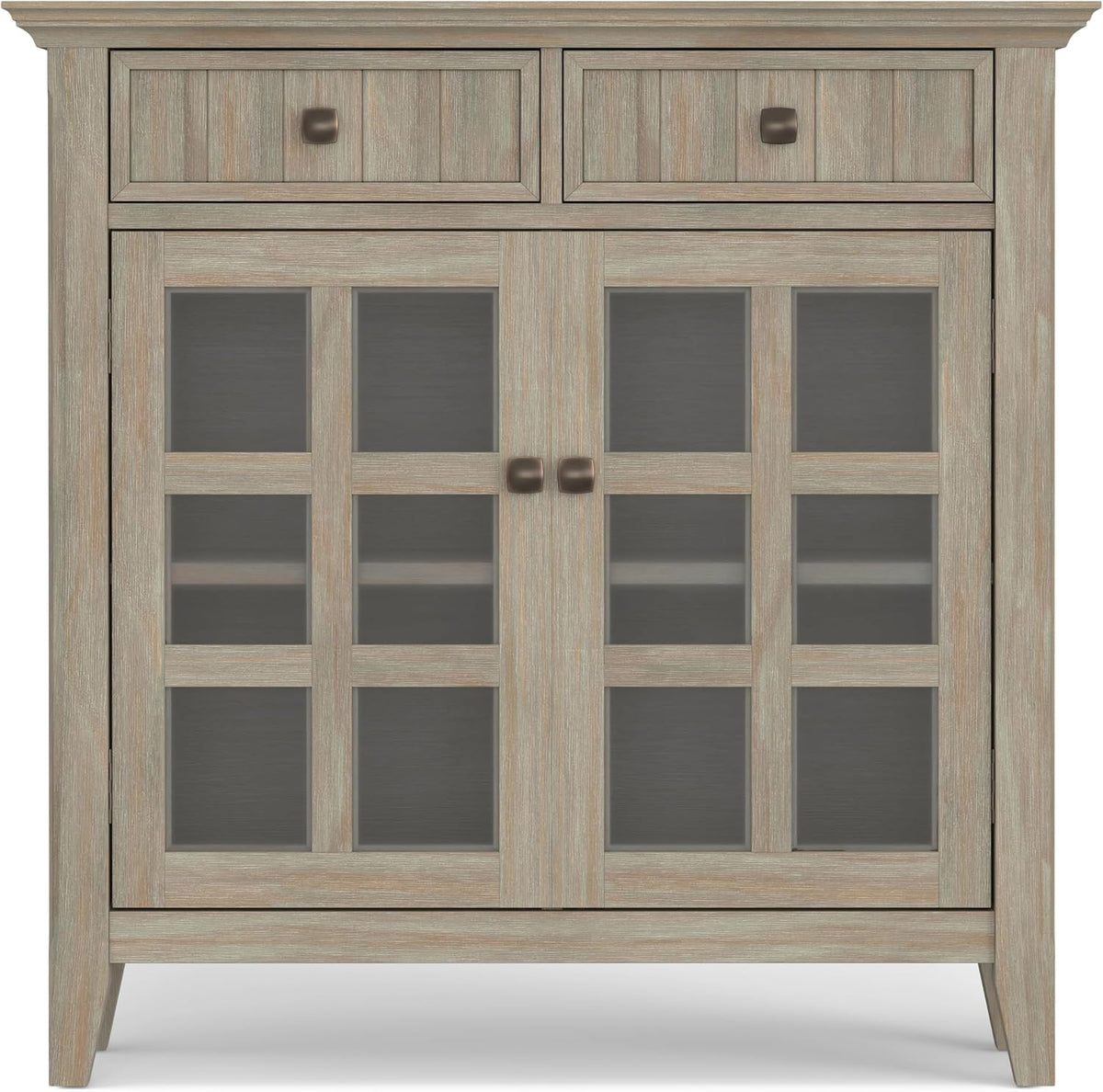 SIMPLIHOME Acadian Solid Wood 48 inch Wide Storage Bench that Seats 2 and 36 inch Wide Storage Cabinet in Distressed Grey for the Living Room, Entryway, and Family Room, Transitional Style