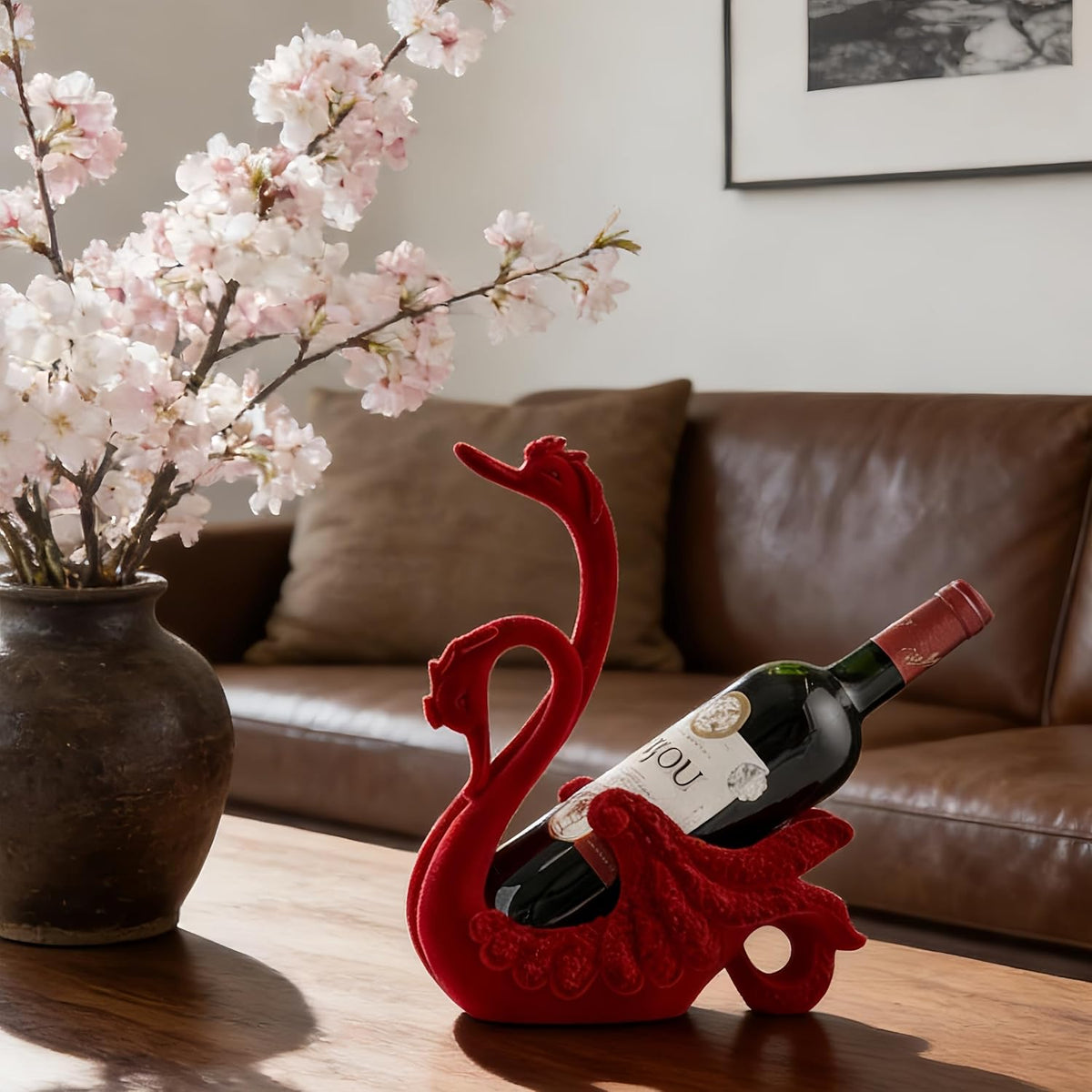 XINXUAN Swan Couple Wine Bottle Holder Countertop, Gifts for Women | Wine Lovers, Decor for Kitchen, Wine Gifts for Women, Ornament Display Stand