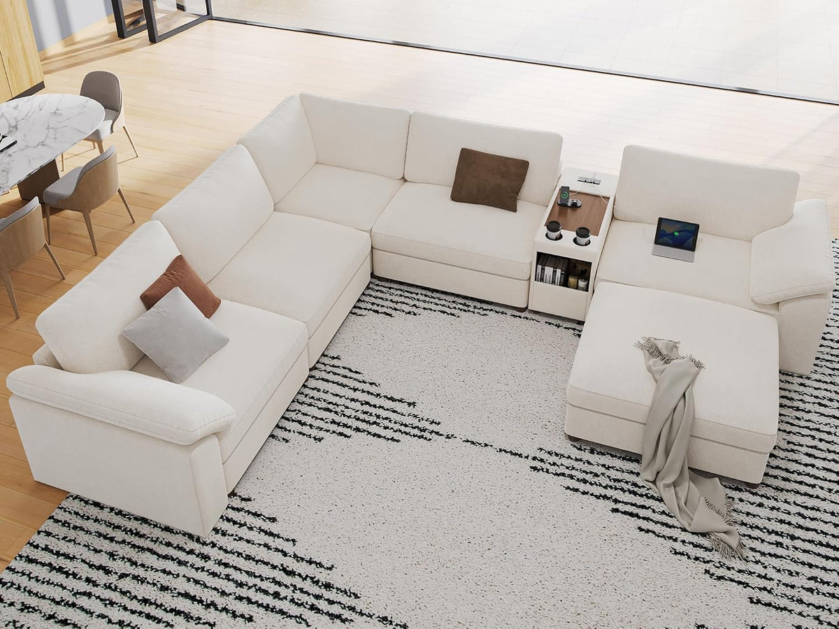 EASE MOOSE L Shape Sectional Modular Sofa,Oversized Modular Cloud Sofa | Modern Comfy white Modular Couch deep set sofa