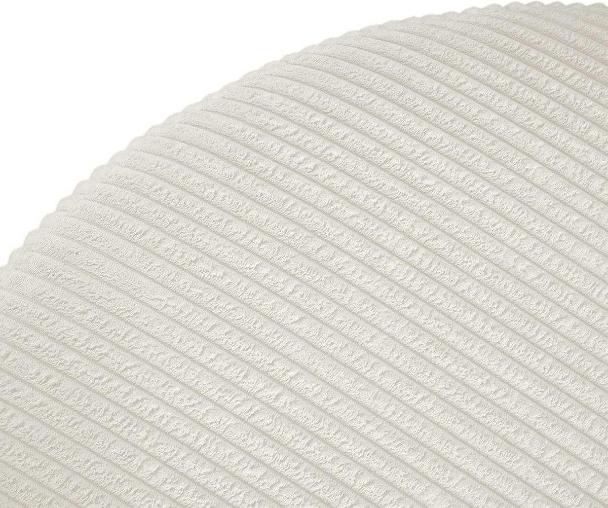 Merax 30.25" Modern Upholstered Round Corduroy Ottoman, Multifunctional Extra Seat, Side Table, Foot Rest, Stuffed Pouf Footstool for Living Room Bedroom, Beige