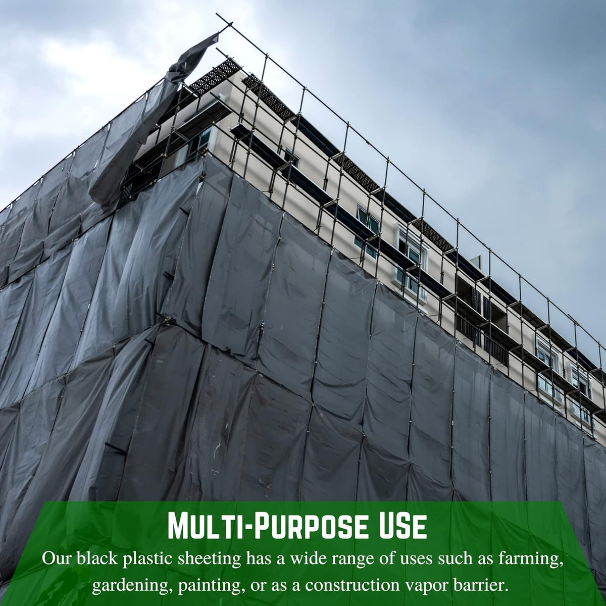 Farm Plastic Supply - Black Plastic Sheeting - 10 mil - (20' x 100') - Black Plastic Tarp, Polyethylene Vapor Barrier Plastic Sheeting, Painters Tarp, Roll of Heavy Duty Plastic