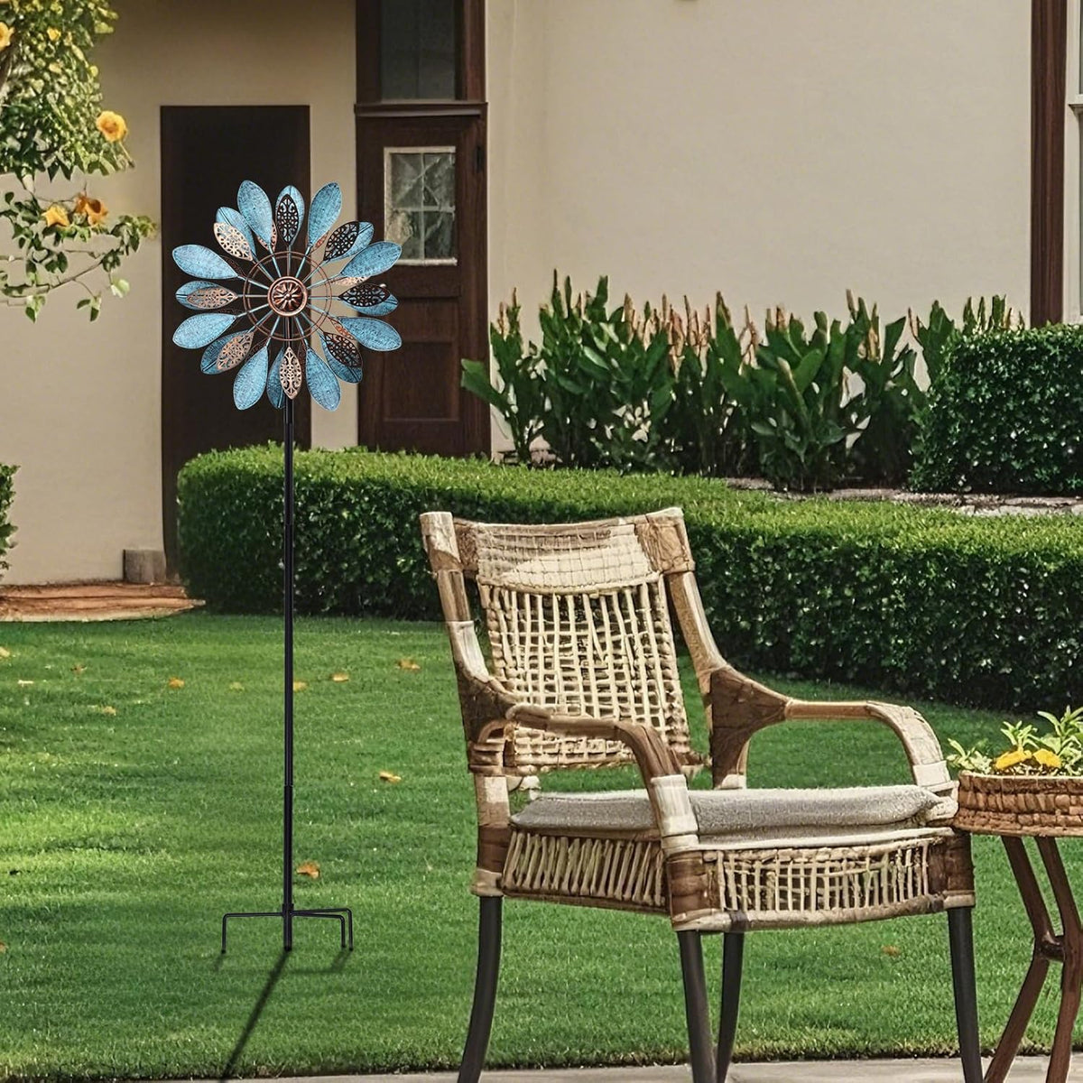 WONDER GARDEN Wind Spinners Outdoor - Metal Wind Spinner Windmill, 4.3 Ft Kinetic Wind Sculpture & Spinners for Yard Patio Lawn Decor