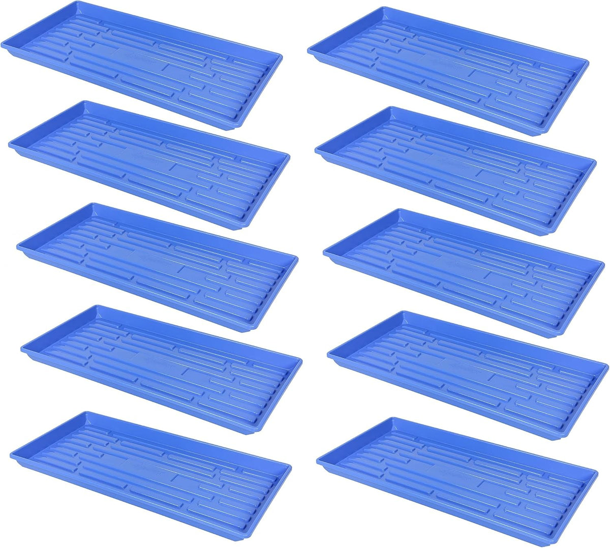 SUNPACK 10" x 20" Heavy Duty Shallow Plastic Seed Starting Tray, Blue, 1" (Pack of 10) - No Drainage Holes, Perfect for Greenhouses or Indoor Gardening