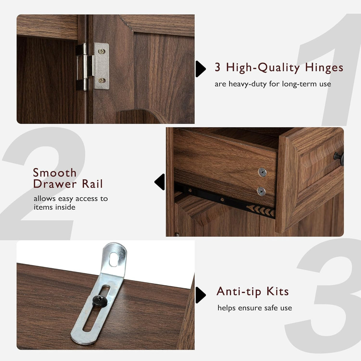 Polibi 71.2" Tall Kitchen Pantry Hutch with 3 Pull Out Cabinet Organizers,Farmhouse Embossed Texture Storage Cabinet with 6 Door Shelves,2 Drawers,Freestanding Cupboard for Kitchen, Dining Room,Brown