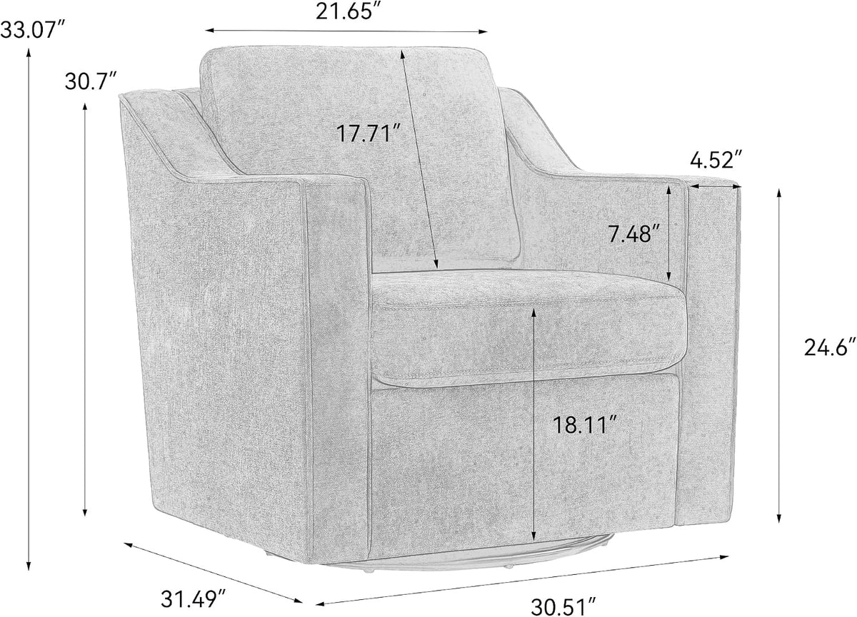 Swivel Accent Chairs Set of 2, 360° Swivel Armchairs with Deep Seat, Navy
