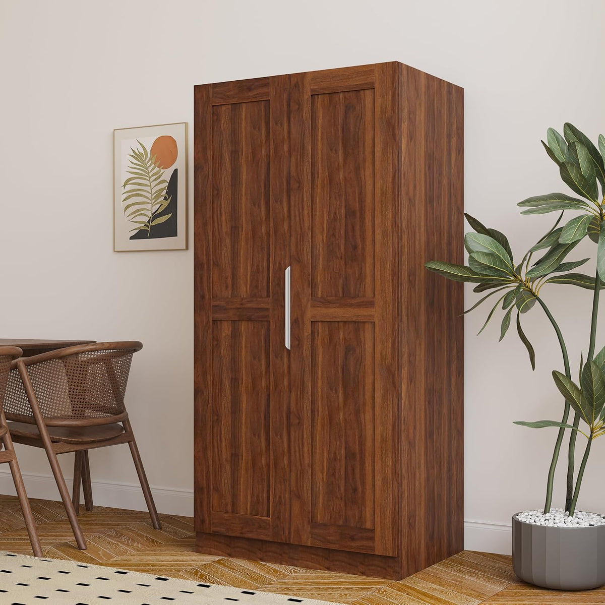 62.9" Kitchen Pantry Cabinet, Freestanding Storage Cabinet with Doors and Shelves, Buffet Sideboard for Kitchen Dining Room Living Room （Brown）