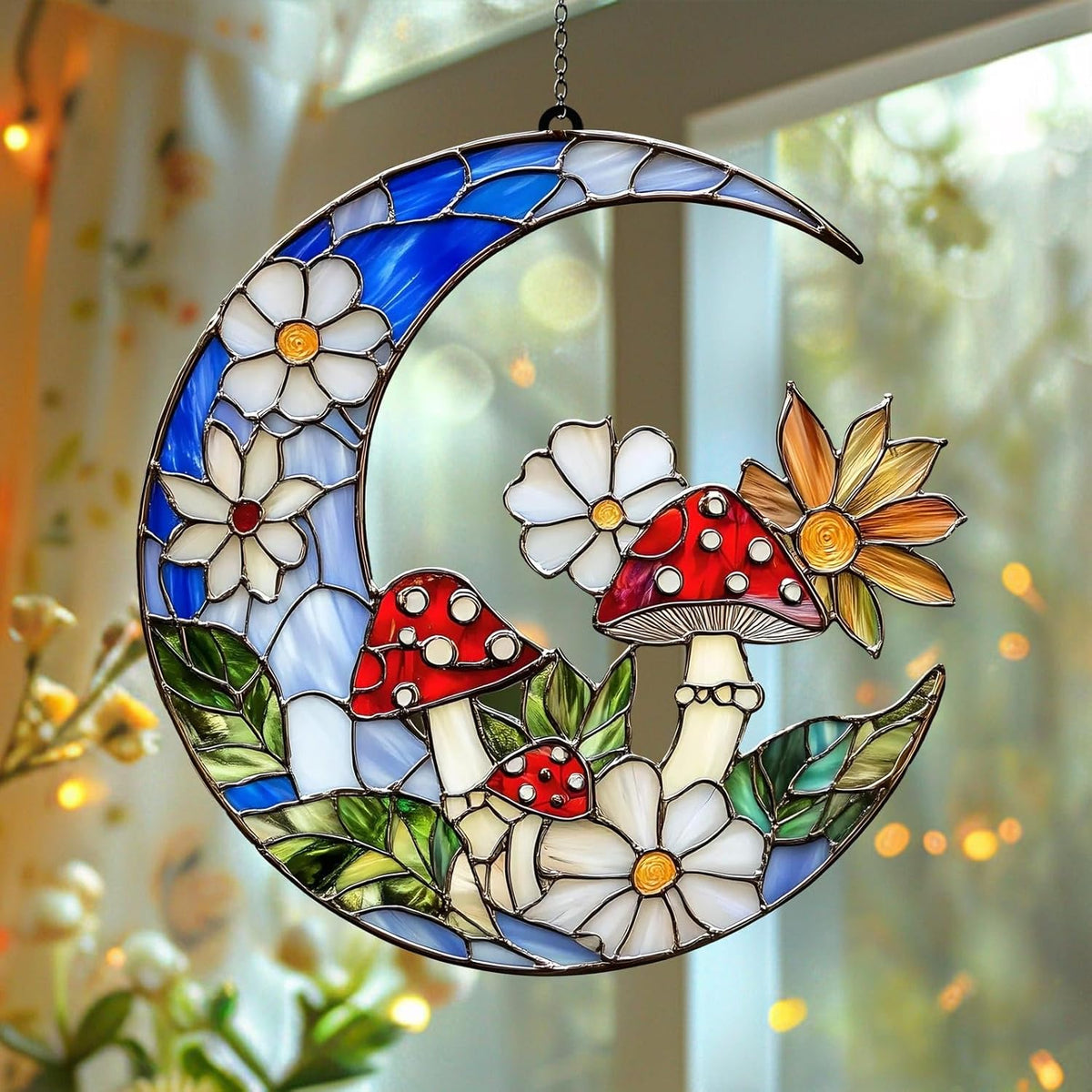 Mushroom Suncatcher Ornament Gift Suncatchers Indoor Window Suncatchers for Windows Hanging Garden Window Decor Outdoor Suncatcher Holiday Custom Gifts