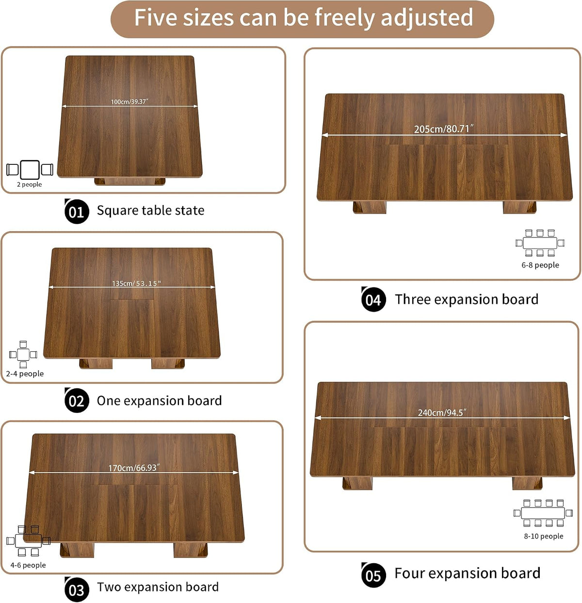 39-94 inch Extendable Dining Table for 4-10, Rectangle Expandable Long Kitchen Table with Fluted Sliding Doors, Double Tier Storage, Modern Square Dinner Table, Living Room, Farmhouse, Walnut