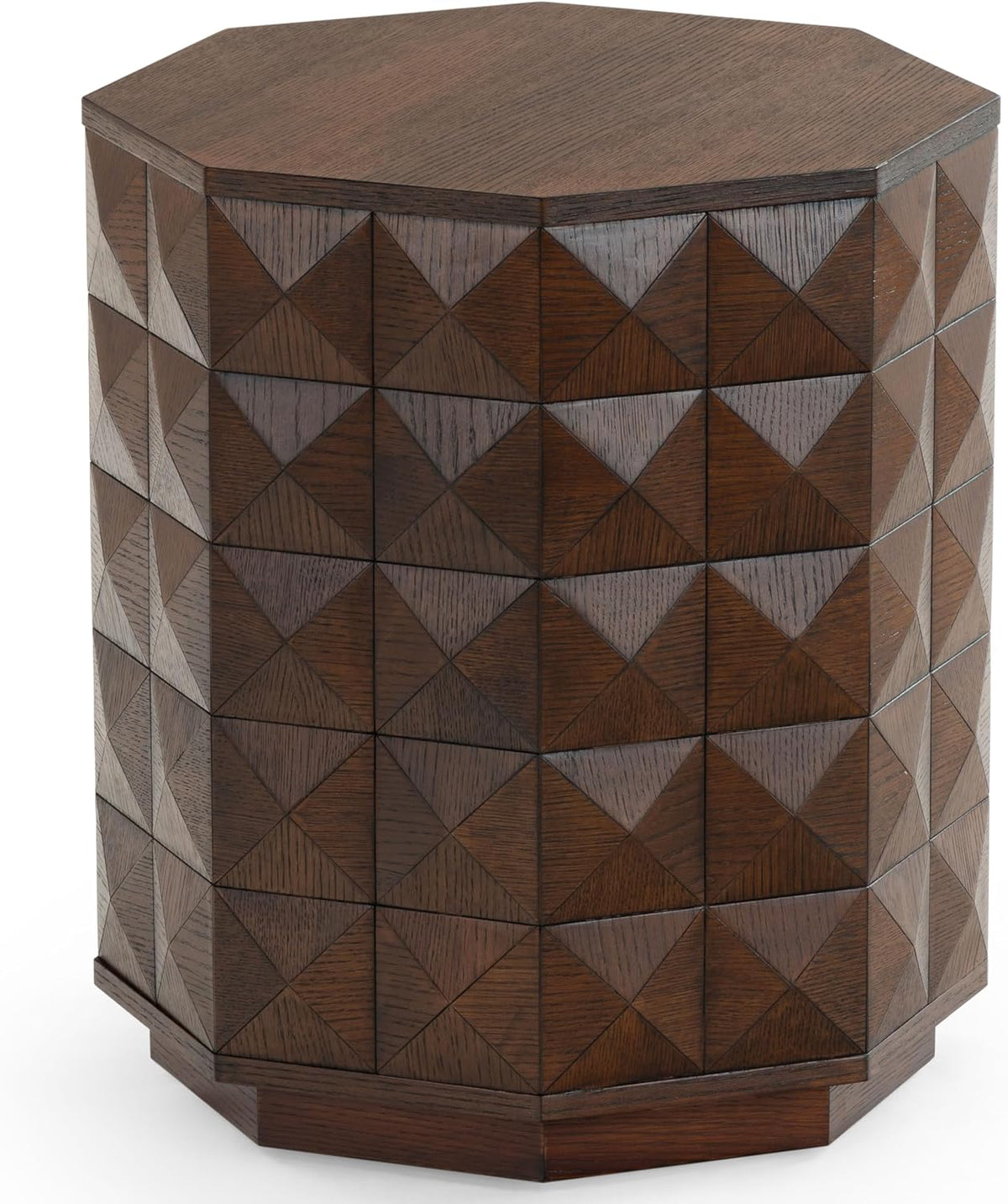 SAFAVIEH Couture Collection - Patty Walnut Accent Table, Octagonal Side Table, Carved Design, Fully Assembled (SFV7252B)
