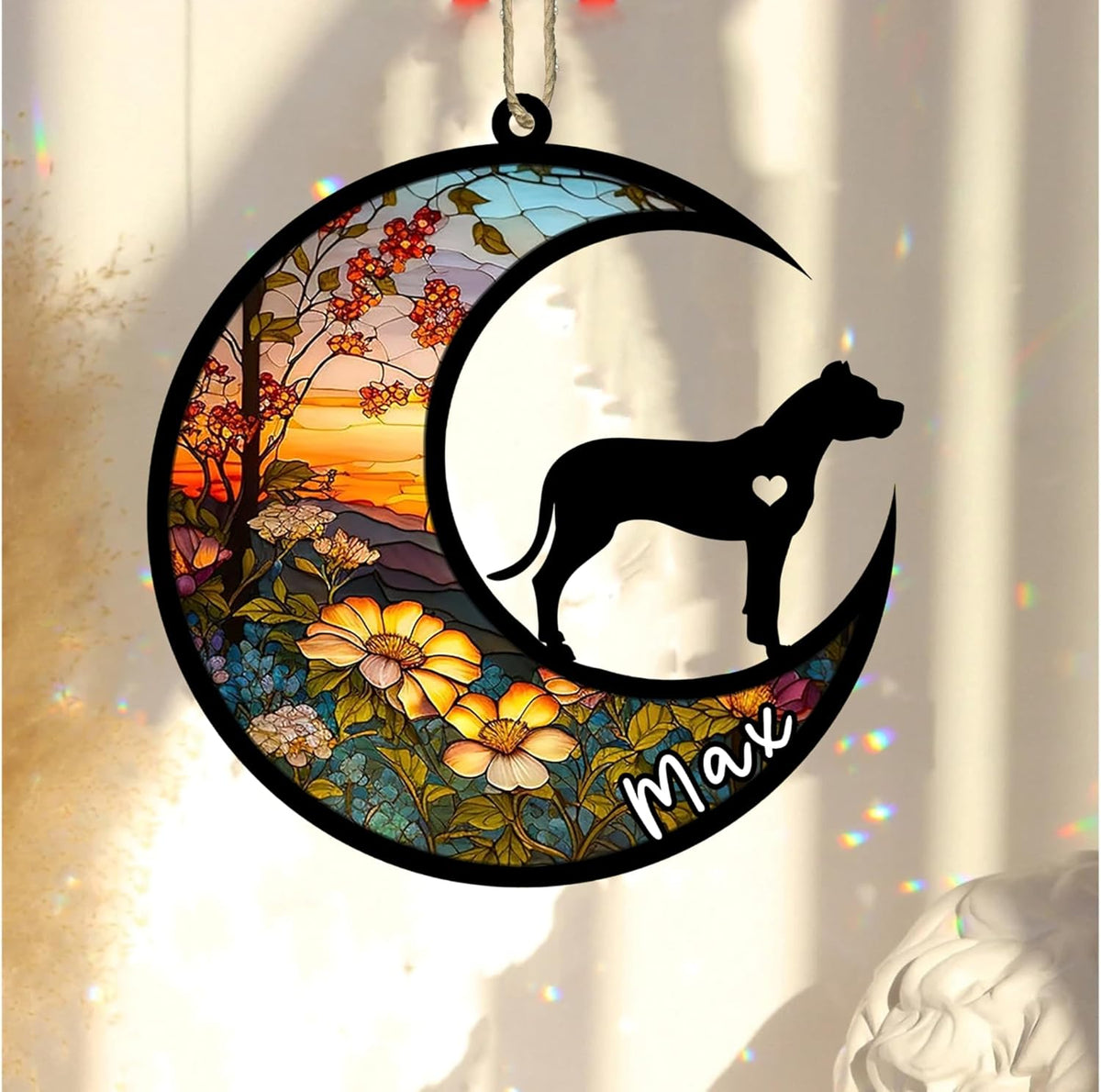 Personalized Dog Memorial, Custom Name Dogo Argentino Dog Christmas Ornament with Name, Custom Breeds, Pet Loss Light Catcher, Gifts for Lovers Loss of Pet Sympathy on Mothers Day Christmas