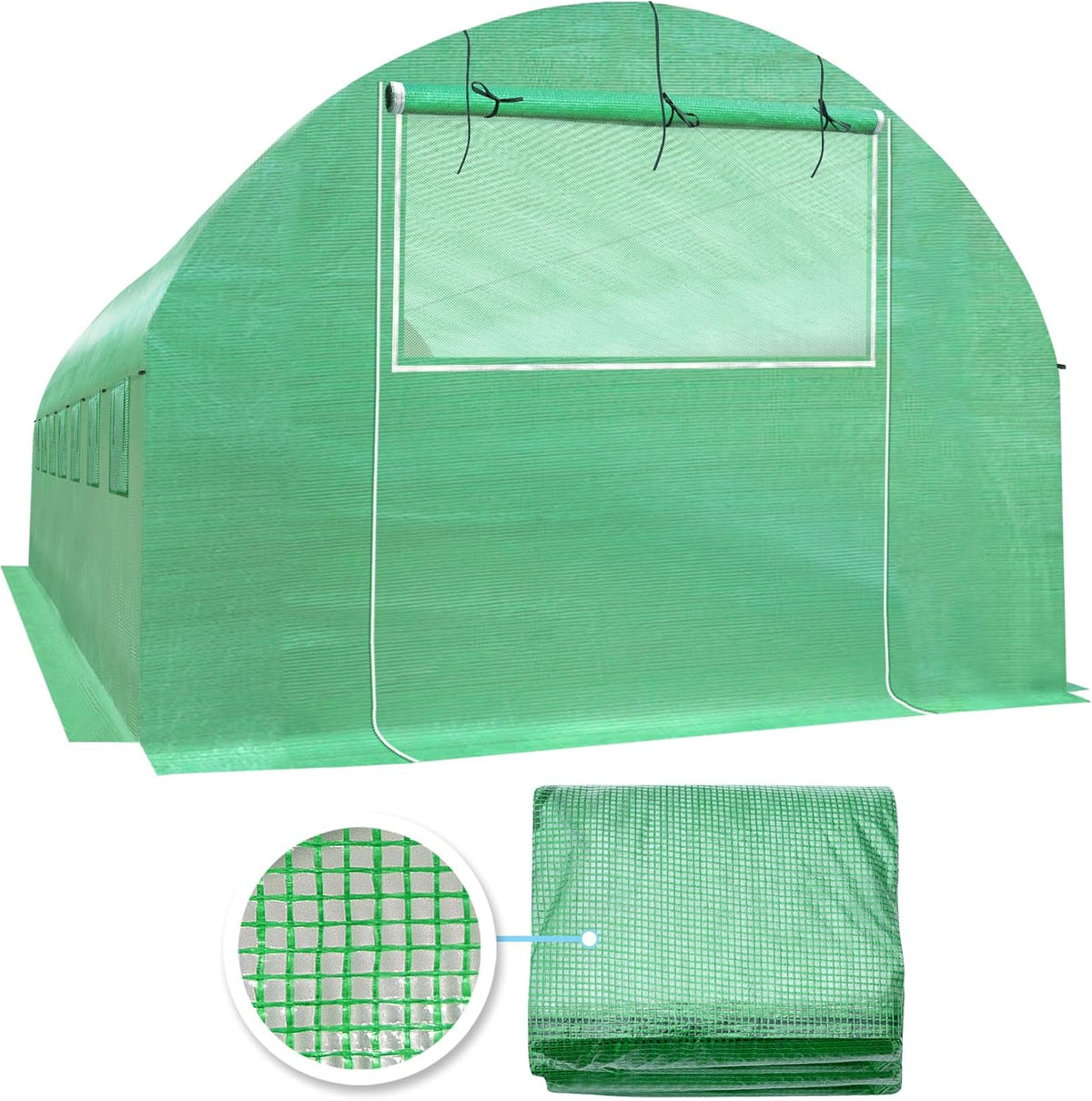 YardGrow Greenhouse Replacement Cover Larger Walk in Outdoor Plant Gardening Greenhouse, 2-Doors with 2 Mesh Windows, Frame Does NOT Included (26'x10'x7')
