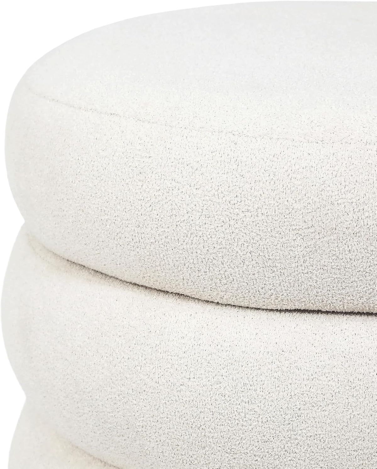 Asense Round Storage Ottoman,Footstool with Removable Lid, Vanity Stool, Modern Upholstered Footrest for Bedroom Living Room Entryway